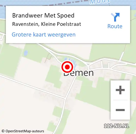 Locatie op kaart van de 112 melding: Brandweer Met Spoed Naar Ravenstein, Kleine Poelstraat op 2 juli 2018 07:21