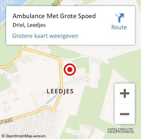 Locatie op kaart van de 112 melding: Ambulance Met Grote Spoed Naar Driel, Leedjes op 2 juli 2018 07:52