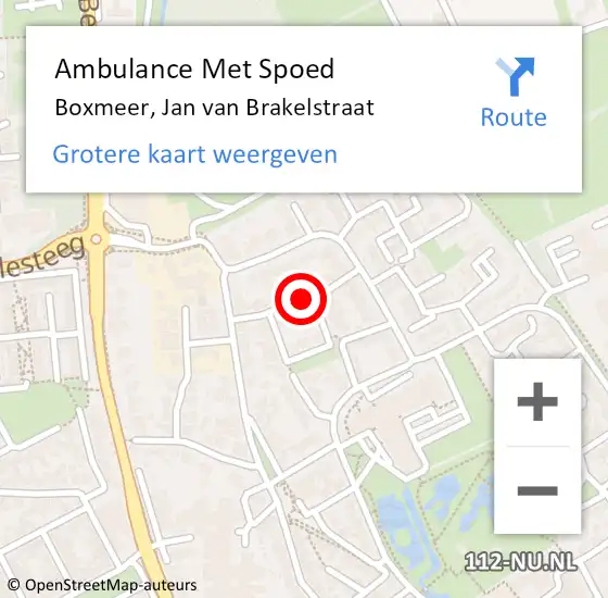 Locatie op kaart van de 112 melding: Ambulance Met Spoed Naar Boxmeer, Jan van Brakelstraat op 2 juli 2018 07:55