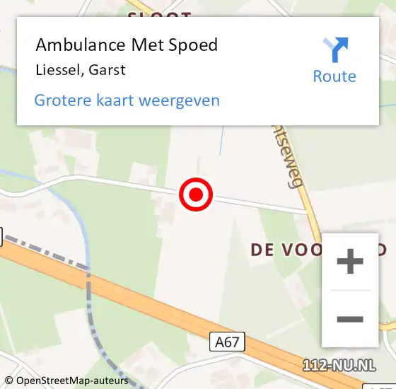 Locatie op kaart van de 112 melding: Ambulance Met Spoed Naar Liessel, Garst op 2 juli 2018 07:58