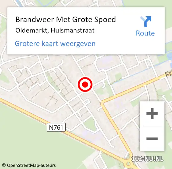 Locatie op kaart van de 112 melding: Brandweer Met Grote Spoed Naar Oldemarkt, Huismanstraat op 2 juli 2018 08:12