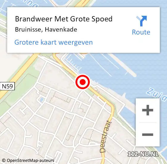 Locatie op kaart van de 112 melding: Brandweer Met Grote Spoed Naar Bruinisse, Havenkade op 2 juli 2018 08:19