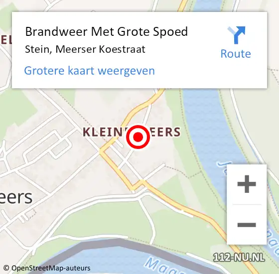 Locatie op kaart van de 112 melding: Brandweer Met Grote Spoed Naar Stein, Meerser Koestraat op 2 juli 2018 08:57