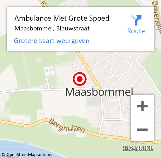 Locatie op kaart van de 112 melding: Ambulance Met Grote Spoed Naar Maasbommel, Blauwstraat op 2 juli 2018 09:05