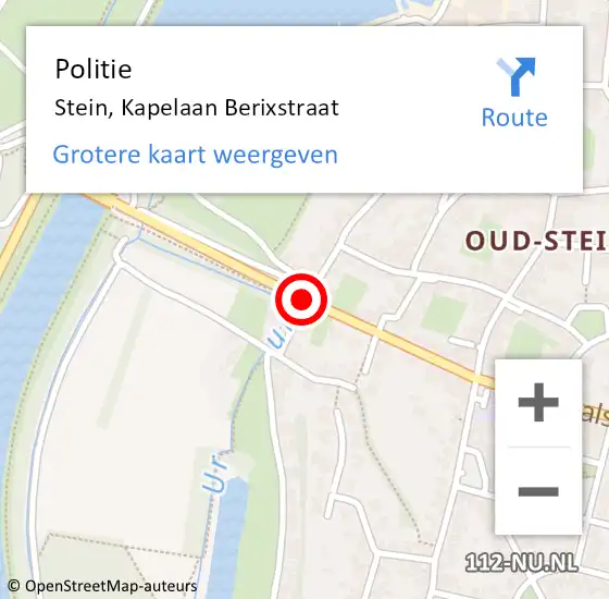 Locatie op kaart van de 112 melding: Politie Stein, Kapelaan Berixstraat op 2 juli 2018 09:12