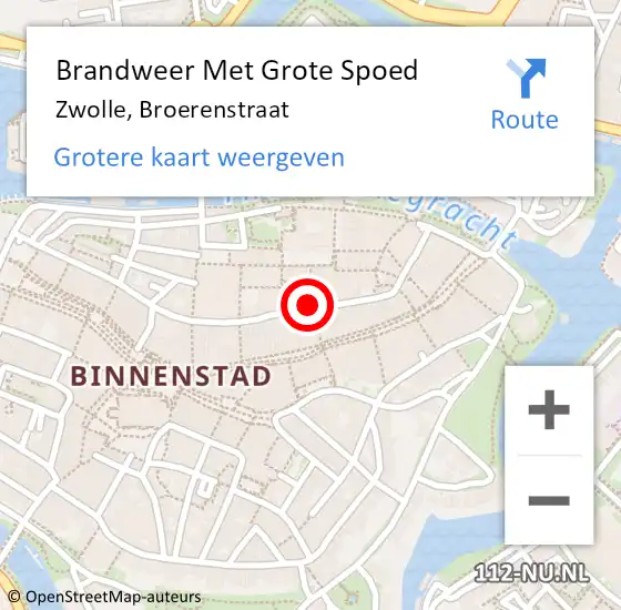 Locatie op kaart van de 112 melding: Brandweer Met Grote Spoed Naar Zwolle, Broerenstraat op 2 juli 2018 09:27