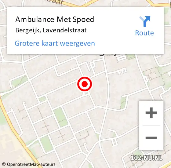 Locatie op kaart van de 112 melding: Ambulance Met Spoed Naar Bergeijk, Lavendelstraat op 2 juli 2018 09:36