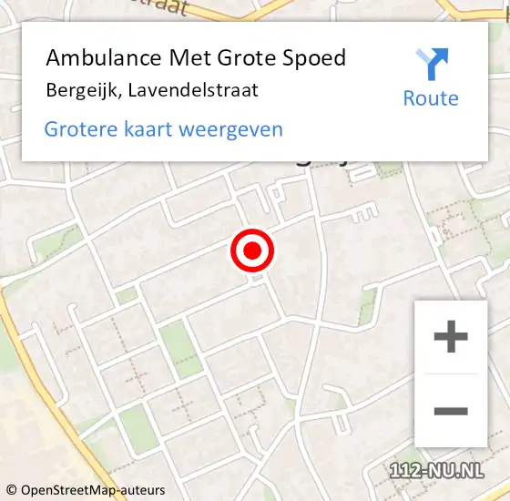 Locatie op kaart van de 112 melding: Ambulance Met Grote Spoed Naar Bergeijk, Lavendelstraat op 2 juli 2018 09:41