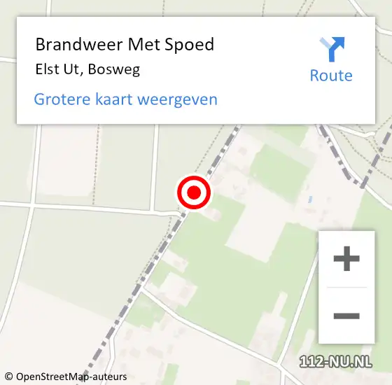 Locatie op kaart van de 112 melding: Brandweer Met Spoed Naar Elst Ut, Bosweg op 2 juli 2018 09:42