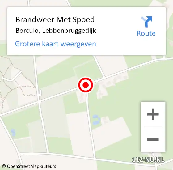 Locatie op kaart van de 112 melding: Brandweer Met Spoed Naar Borculo, Lebbenbruggedijk op 2 juli 2018 09:45