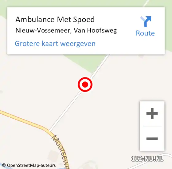 Locatie op kaart van de 112 melding: Ambulance Met Spoed Naar Nieuw-Vossemeer, Van Hoofsweg op 2 juli 2018 10:21