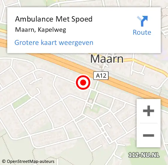 Locatie op kaart van de 112 melding: Ambulance Met Spoed Naar Maarn, Kapelweg op 2 juli 2018 11:20