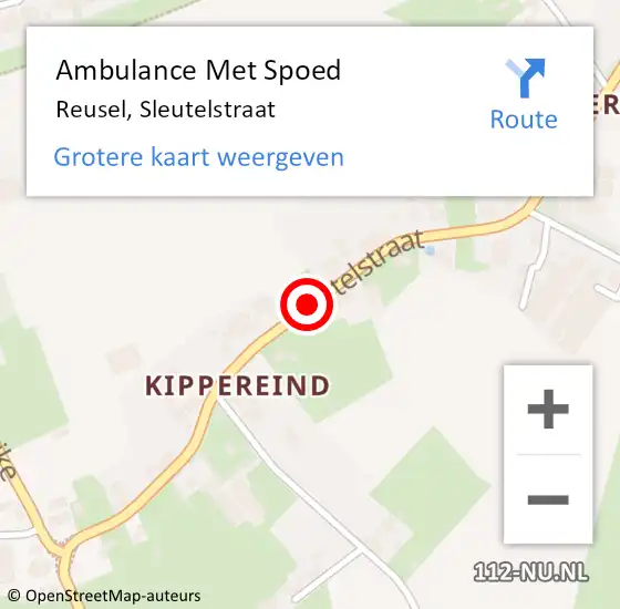 Locatie op kaart van de 112 melding: Ambulance Met Spoed Naar Reusel, Sleutelstraat op 2 juli 2018 11:22