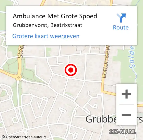 Locatie op kaart van de 112 melding: Ambulance Met Grote Spoed Naar Grubbenvorst, Beatrixstraat op 24 september 2013 02:58