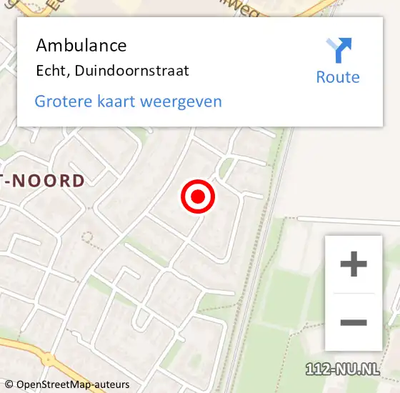 Locatie op kaart van de 112 melding: Ambulance Echt, Duindoornstraat op 2 juli 2018 11:31