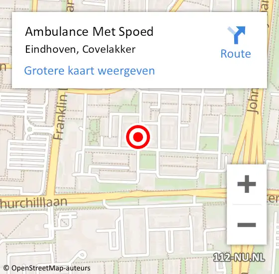 Locatie op kaart van de 112 melding: Ambulance Met Spoed Naar Eindhoven, Covelakker op 2 juli 2018 11:54