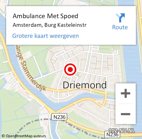 Locatie op kaart van de 112 melding: Ambulance Met Spoed Naar Amsterdam, Burg Kasteleinstr op 2 juli 2018 12:02