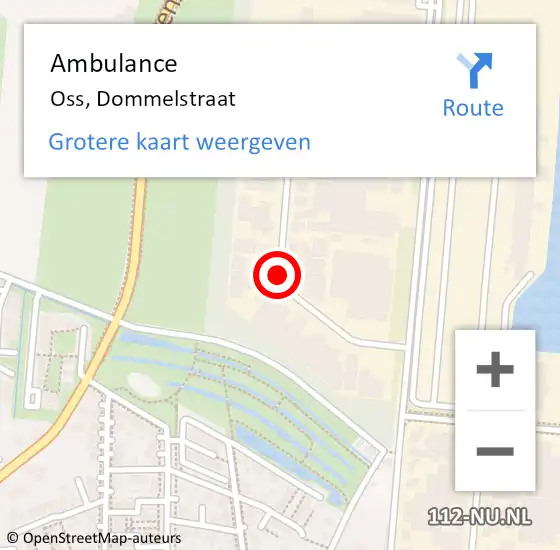 Locatie op kaart van de 112 melding: Ambulance Oss, Dommelstraat op 2 juli 2018 12:43