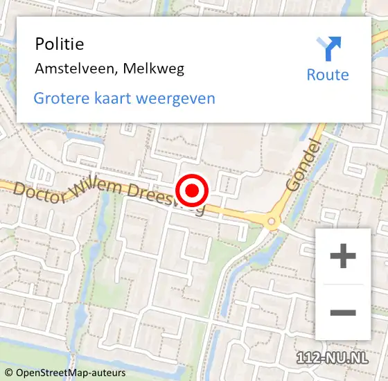 Locatie op kaart van de 112 melding: Politie Amstelveen, Melkweg op 2 juli 2018 12:50