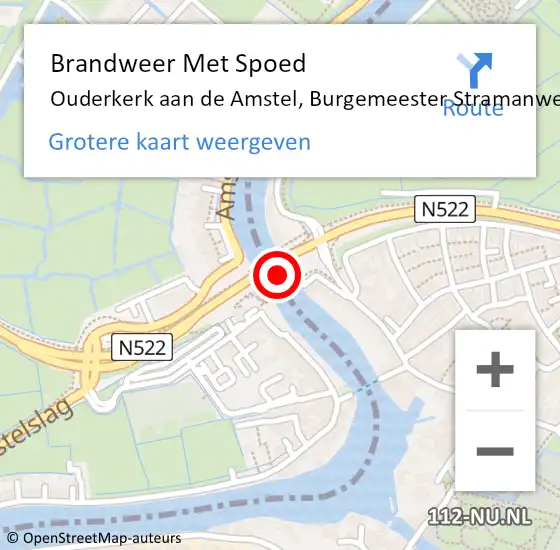 Locatie op kaart van de 112 melding: Brandweer Met Spoed Naar Ouderkerk aan de Amstel, Burgemeester Stramanweg op 2 juli 2018 13:08