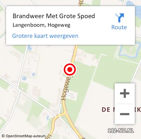 Locatie op kaart van de 112 melding: Brandweer Met Grote Spoed Naar Langenboom, Hogeweg op 2 juli 2018 13:19