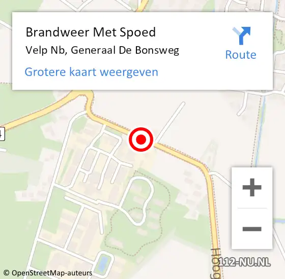 Locatie op kaart van de 112 melding: Brandweer Met Spoed Naar Velp Nb, Generaal De Bonsweg op 2 juli 2018 13:33