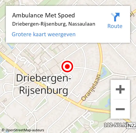 Locatie op kaart van de 112 melding: Ambulance Met Spoed Naar Driebergen-Rijsenburg, Nassaulaan op 1 maart 2014 14:46