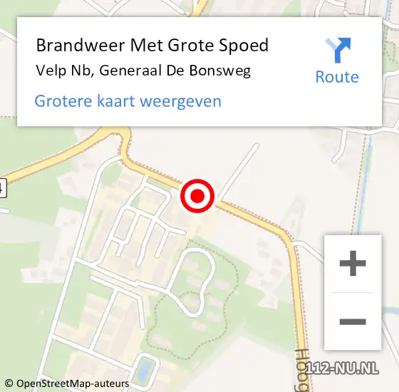 Locatie op kaart van de 112 melding: Brandweer Met Grote Spoed Naar Velp Nb, Generaal De Bonsweg op 2 juli 2018 13:52