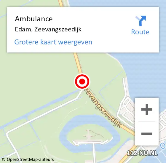 Locatie op kaart van de 112 melding: Ambulance Edam, Zeevangszeedijk op 2 juli 2018 13:59
