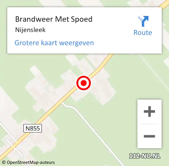 Locatie op kaart van de 112 melding: Brandweer Met Spoed Naar Nijensleek op 2 juli 2018 14:38