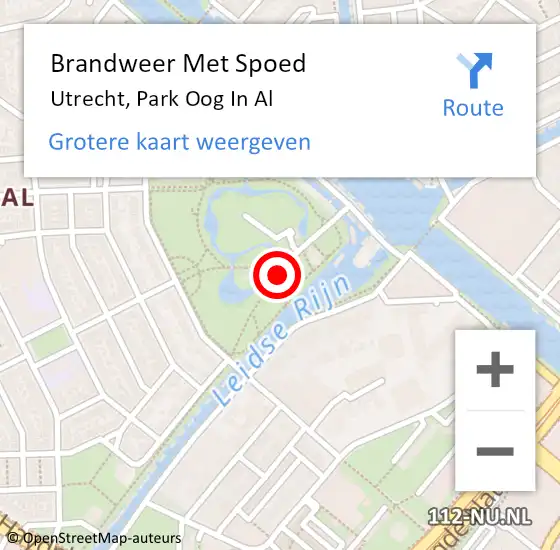 Locatie op kaart van de 112 melding: Brandweer Met Spoed Naar Utrecht, Park Oog In Al op 2 juli 2018 14:56