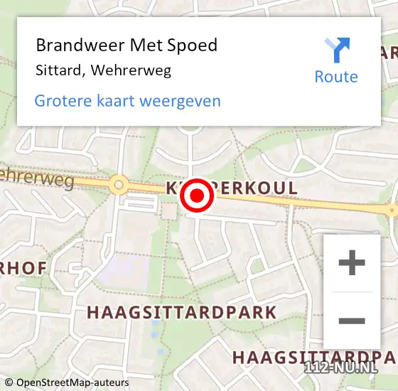 Locatie op kaart van de 112 melding: Brandweer Met Spoed Naar Sittard, Wehrerweg op 2 juli 2018 15:20