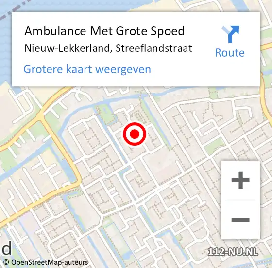 Locatie op kaart van de 112 melding: Ambulance Met Grote Spoed Naar Nieuw-Lekkerland, Streeflandstraat op 2 juli 2018 15:25