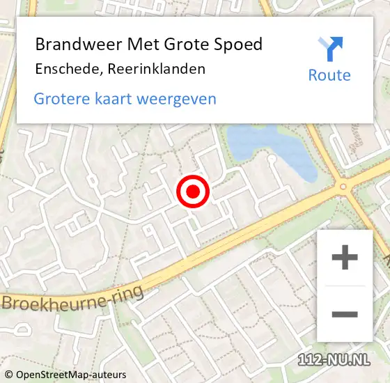 Locatie op kaart van de 112 melding: Brandweer Met Grote Spoed Naar Enschede, Reerinklanden op 2 juli 2018 15:35