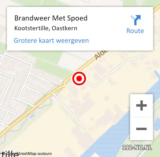 Locatie op kaart van de 112 melding: Brandweer Met Spoed Naar Kootstertille, Oastkern op 2 juli 2018 15:52