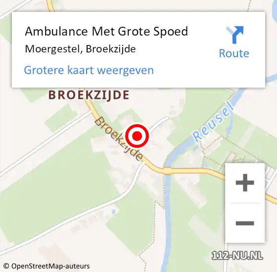 Locatie op kaart van de 112 melding: Ambulance Met Grote Spoed Naar Moergestel, Broekzijde op 2 juli 2018 16:11