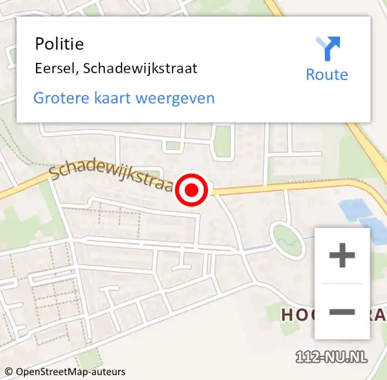 Locatie op kaart van de 112 melding: Politie Eersel, Schadewijkstraat op 2 juli 2018 16:12