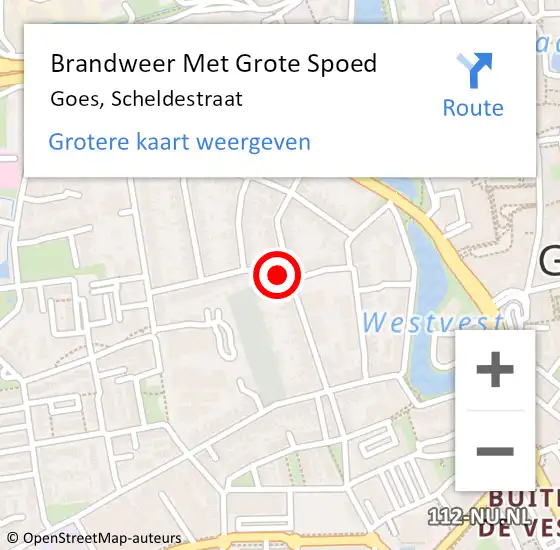 Locatie op kaart van de 112 melding: Brandweer Met Grote Spoed Naar Goes, Scheldestraat op 1 maart 2014 15:13