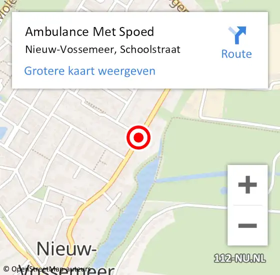 Locatie op kaart van de 112 melding: Ambulance Met Spoed Naar Nieuw-Vossemeer, Schoolstraat op 2 juli 2018 16:25