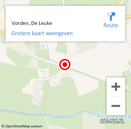 Locatie op kaart van de 112 melding:  Vorden, De Leuke op 2 juli 2018 16:27