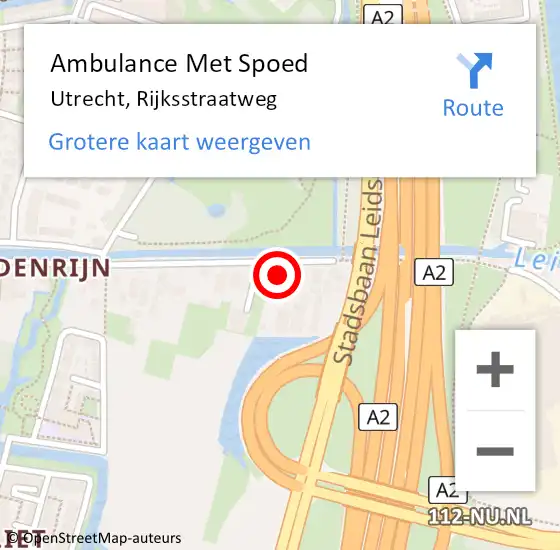 Locatie op kaart van de 112 melding: Ambulance Met Spoed Naar Utrecht, Rijksstraatweg op 2 juli 2018 16:37