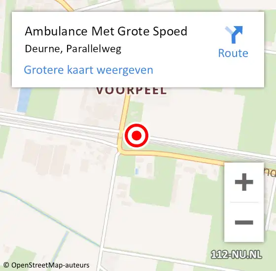 Locatie op kaart van de 112 melding: Ambulance Met Grote Spoed Naar Deurne, Parallelweg op 2 juli 2018 16:48