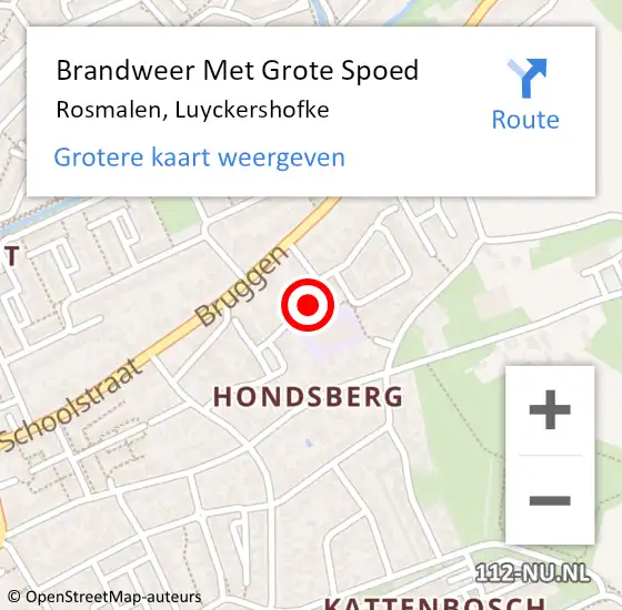 Locatie op kaart van de 112 melding: Brandweer Met Grote Spoed Naar Rosmalen, Luyckershofke op 2 juli 2018 16:59