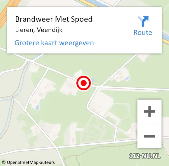 Locatie op kaart van de 112 melding: Brandweer Met Spoed Naar Lieren, Veendijk op 2 juli 2018 17:01