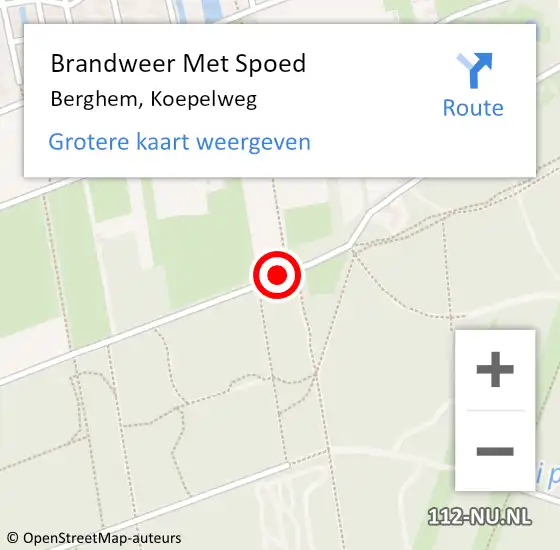 Locatie op kaart van de 112 melding: Brandweer Met Spoed Naar Berghem, Koepelweg op 2 juli 2018 17:04