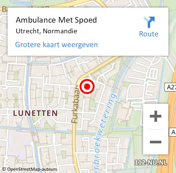 Locatie op kaart van de 112 melding: Ambulance Met Spoed Naar Utrecht, Normandie op 2 juli 2018 17:24