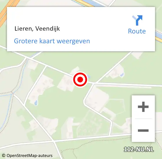 Locatie op kaart van de 112 melding:  Lieren, Veendijk op 2 juli 2018 17:26