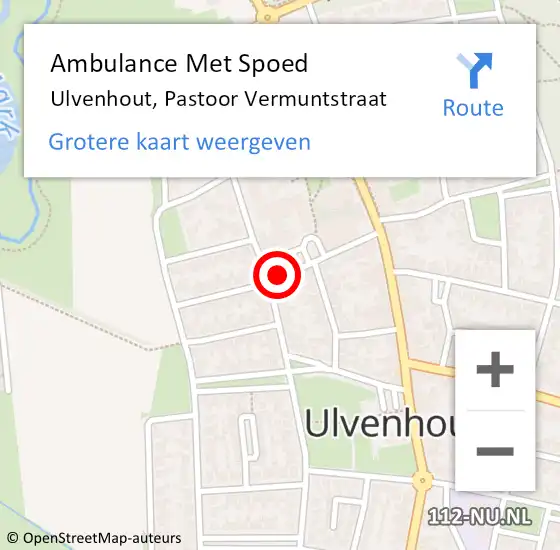 Locatie op kaart van de 112 melding: Ambulance Met Spoed Naar Ulvenhout, Pastoor Vermuntstraat op 2 juli 2018 17:29