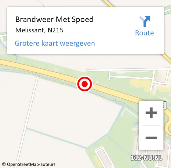 Locatie op kaart van de 112 melding: Brandweer Met Spoed Naar Melissant, N215 op 2 juli 2018 17:36