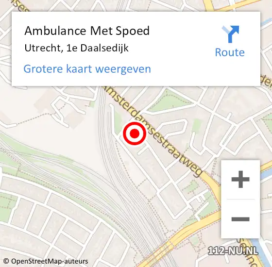 Locatie op kaart van de 112 melding: Ambulance Met Spoed Naar Utrecht, 1e Daalsedijk op 2 juli 2018 17:38